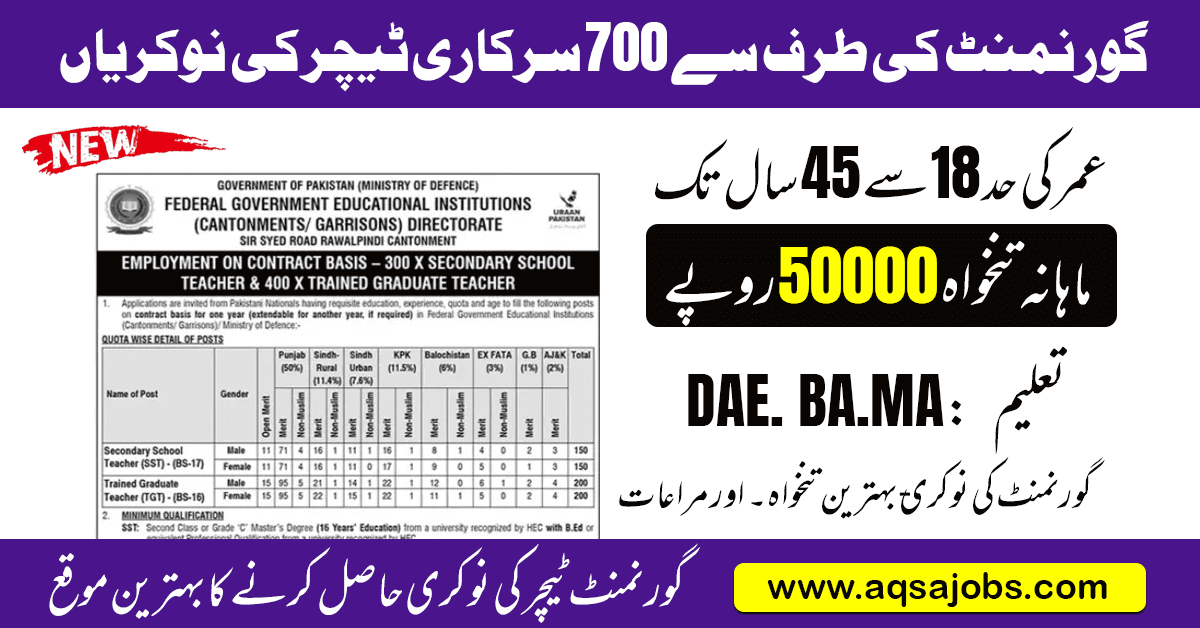 FGEI Secondary School Teaching Jobs 2025
