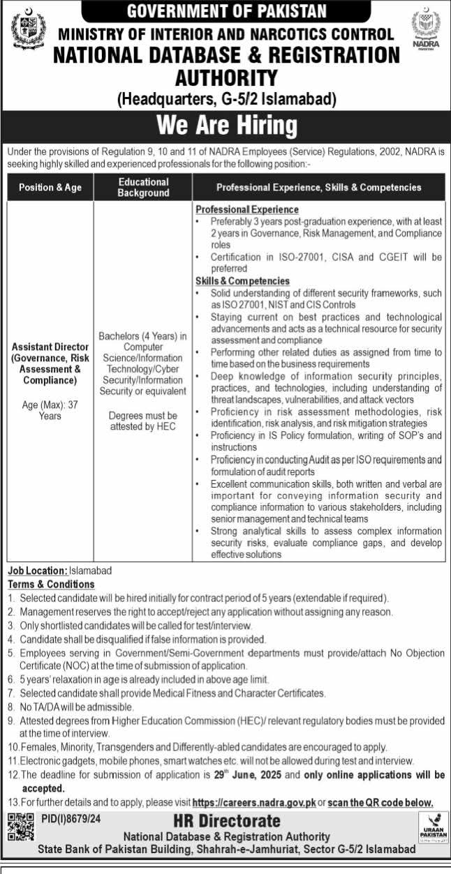 NADRA Jobs 2025