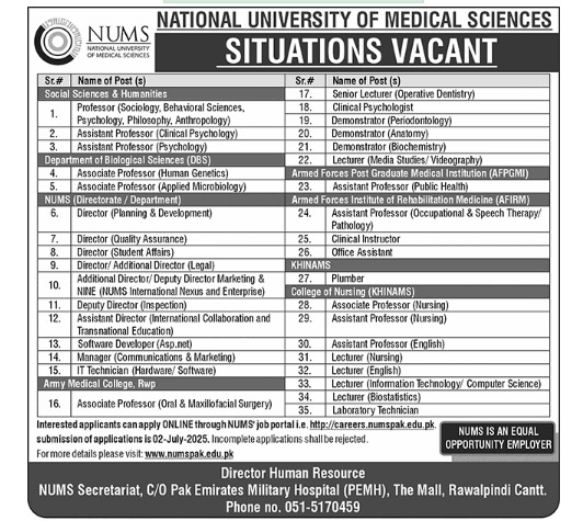 NUMS Jobs 2025