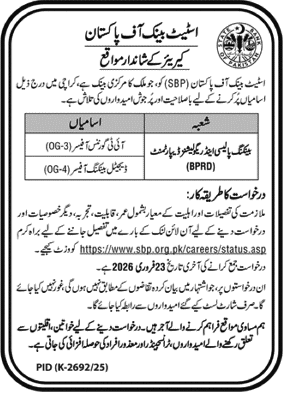 State Bank of Pakistan Jobs February 2026