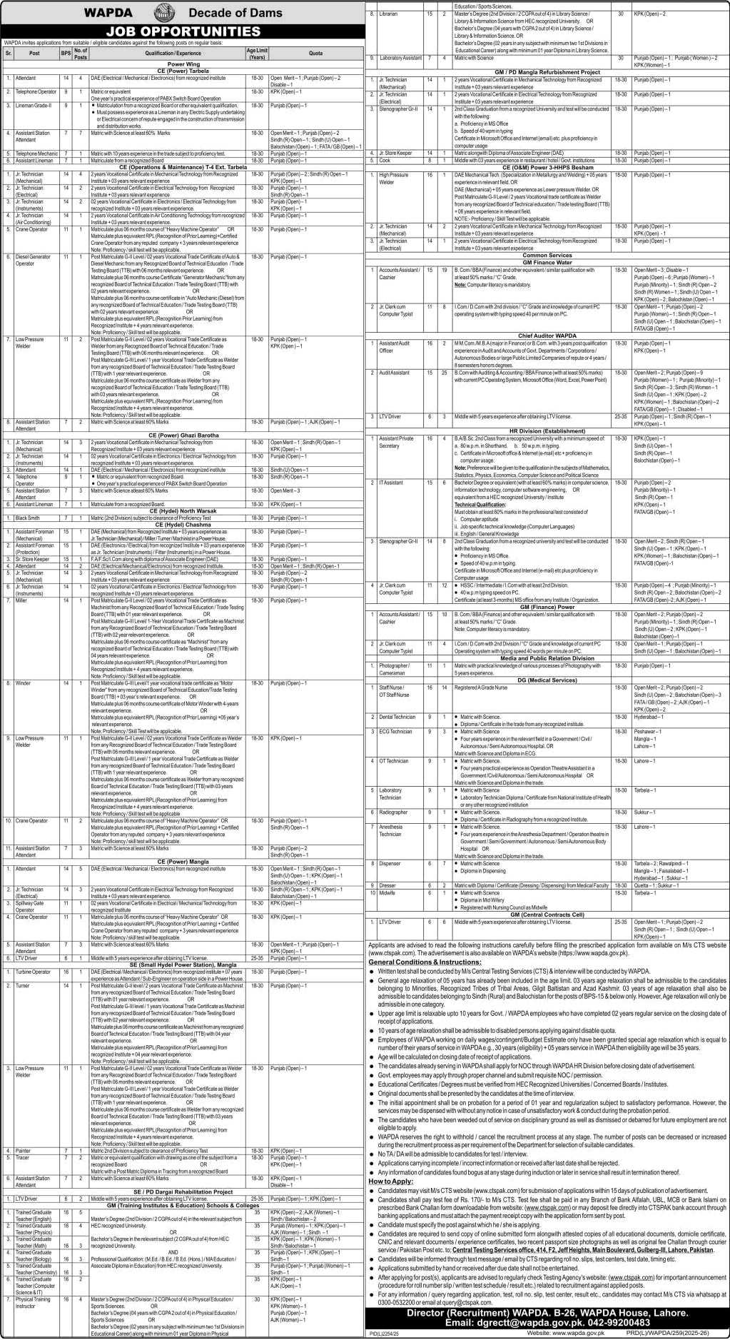 WAPDA Jobs 2026