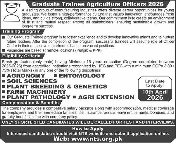 Graduate Trainee Agriculture Officer Program 2026