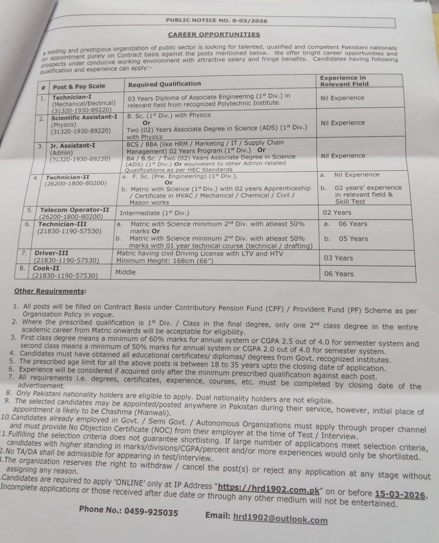 Pakistan Atomic Energy Jobs 2026