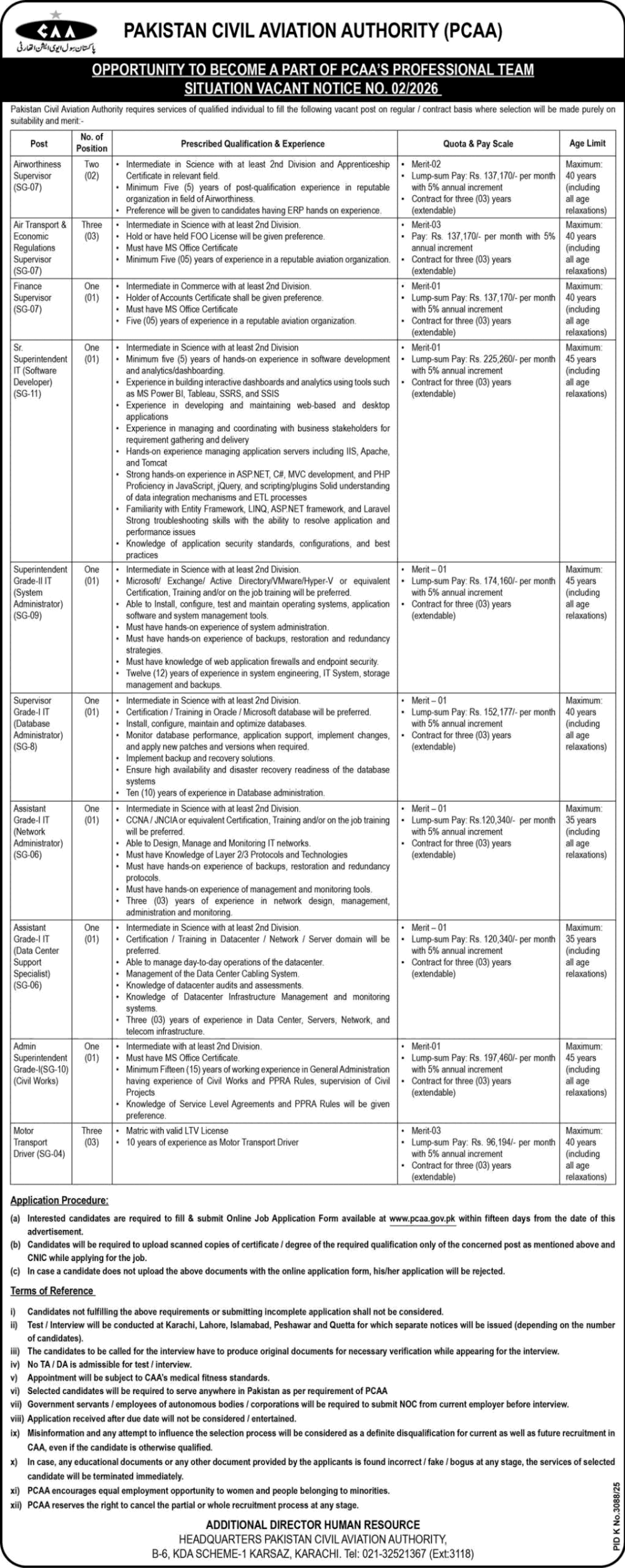 Pakistan Civil Aviation Authority Jobs 2026