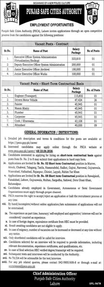 Punjab Safe Cities Authority Jobs 2026