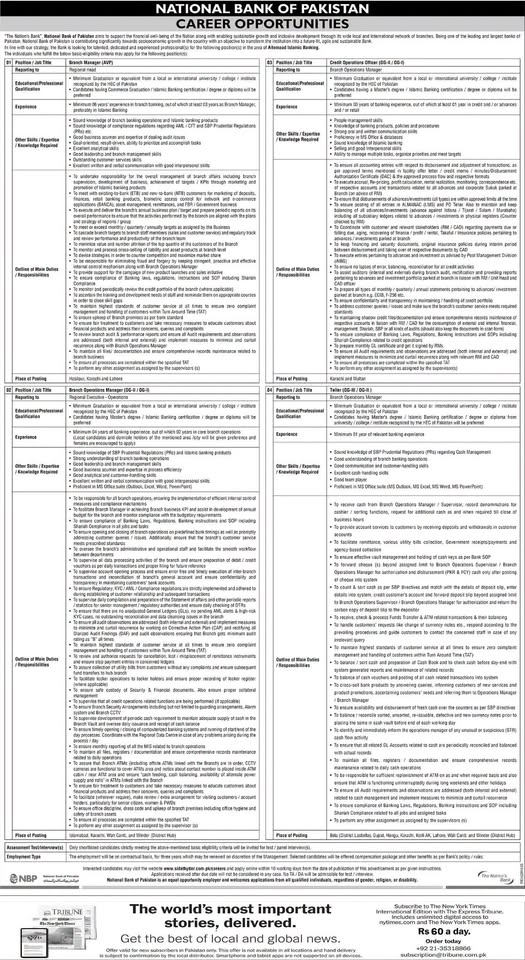 National Bank of Pakistan Jobs 2026