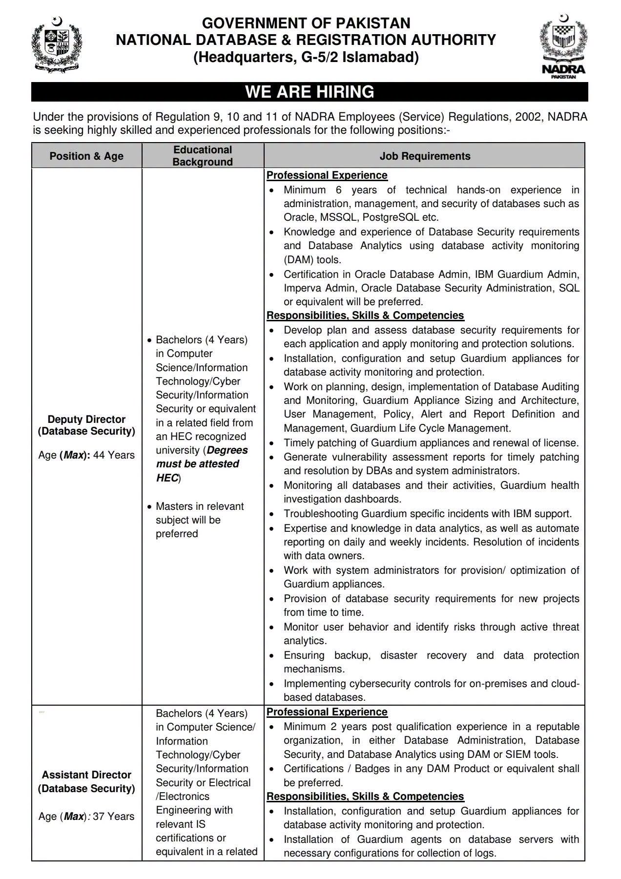 NADRA Jobs 2026