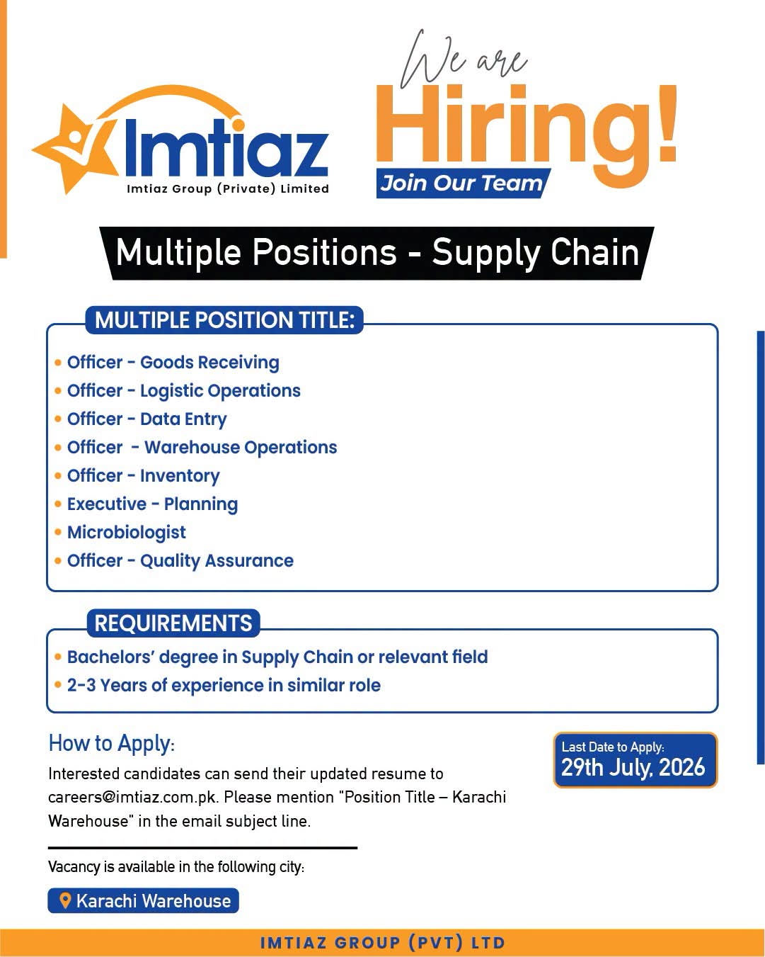 Imtiaz Group Jobs 2026 