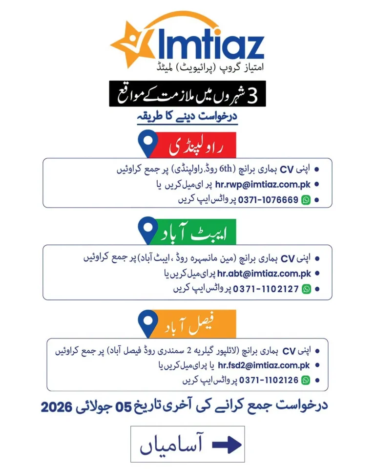 Imtiaz Group Jobs 2026