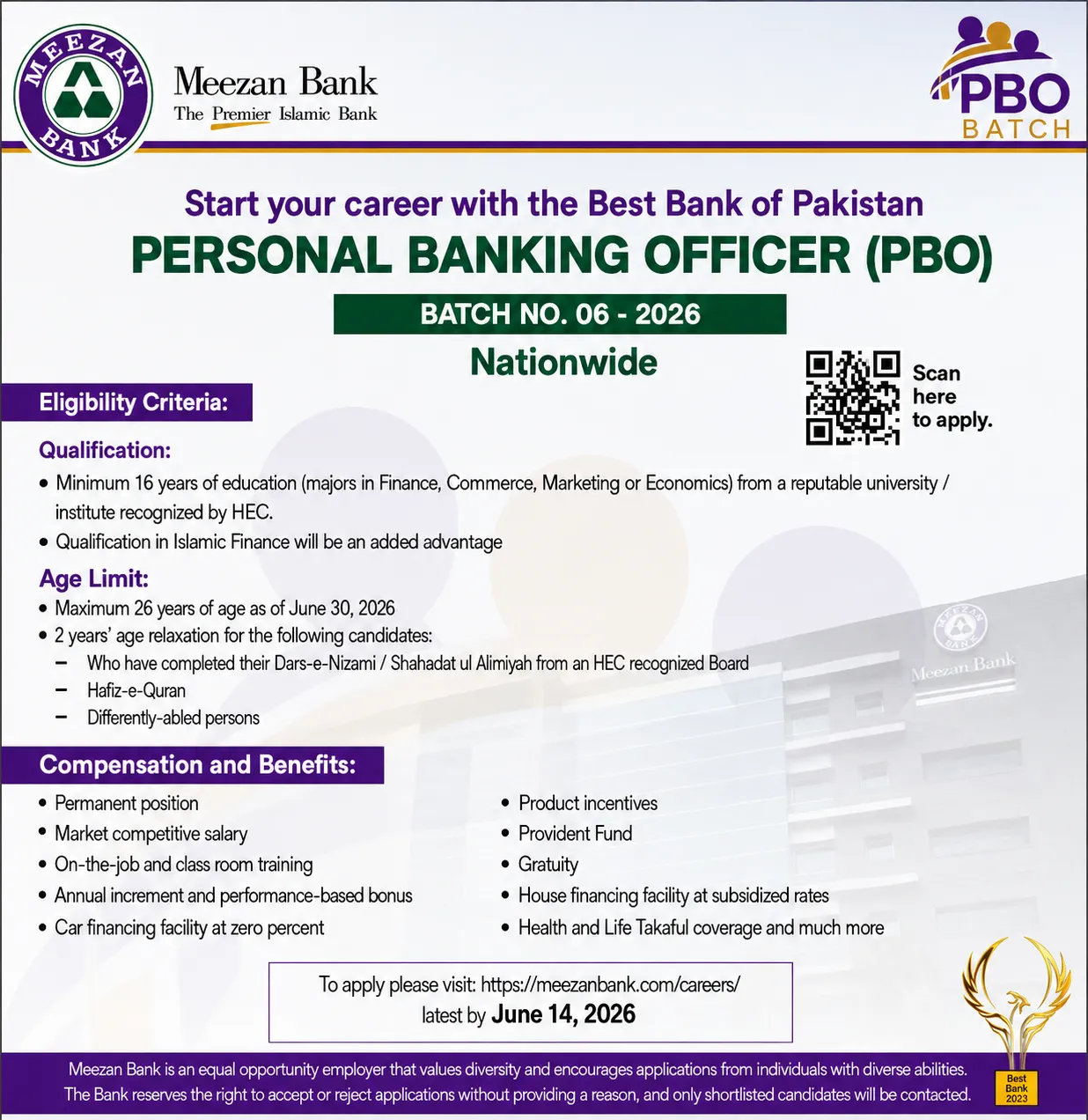 Meezan Bank Personal Banking Officer (PBO) Batch 2026