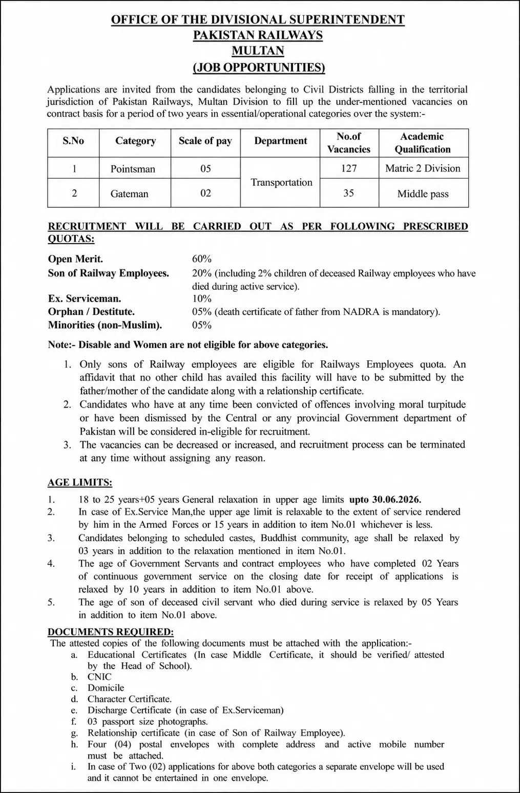Pakistan Railways Jobs 2026