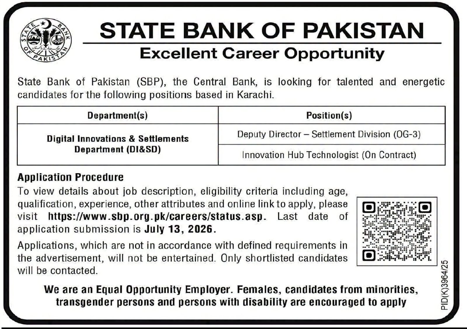 State Bank of Pakistan (SBP) Jobs 2026