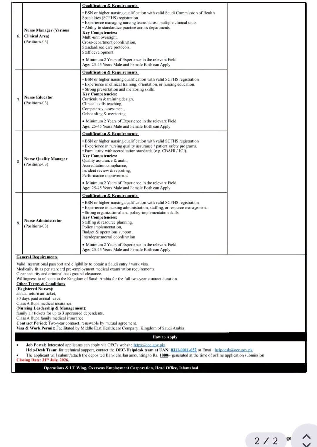 OEC Saudi Arabia Nursing Jobs 2026
