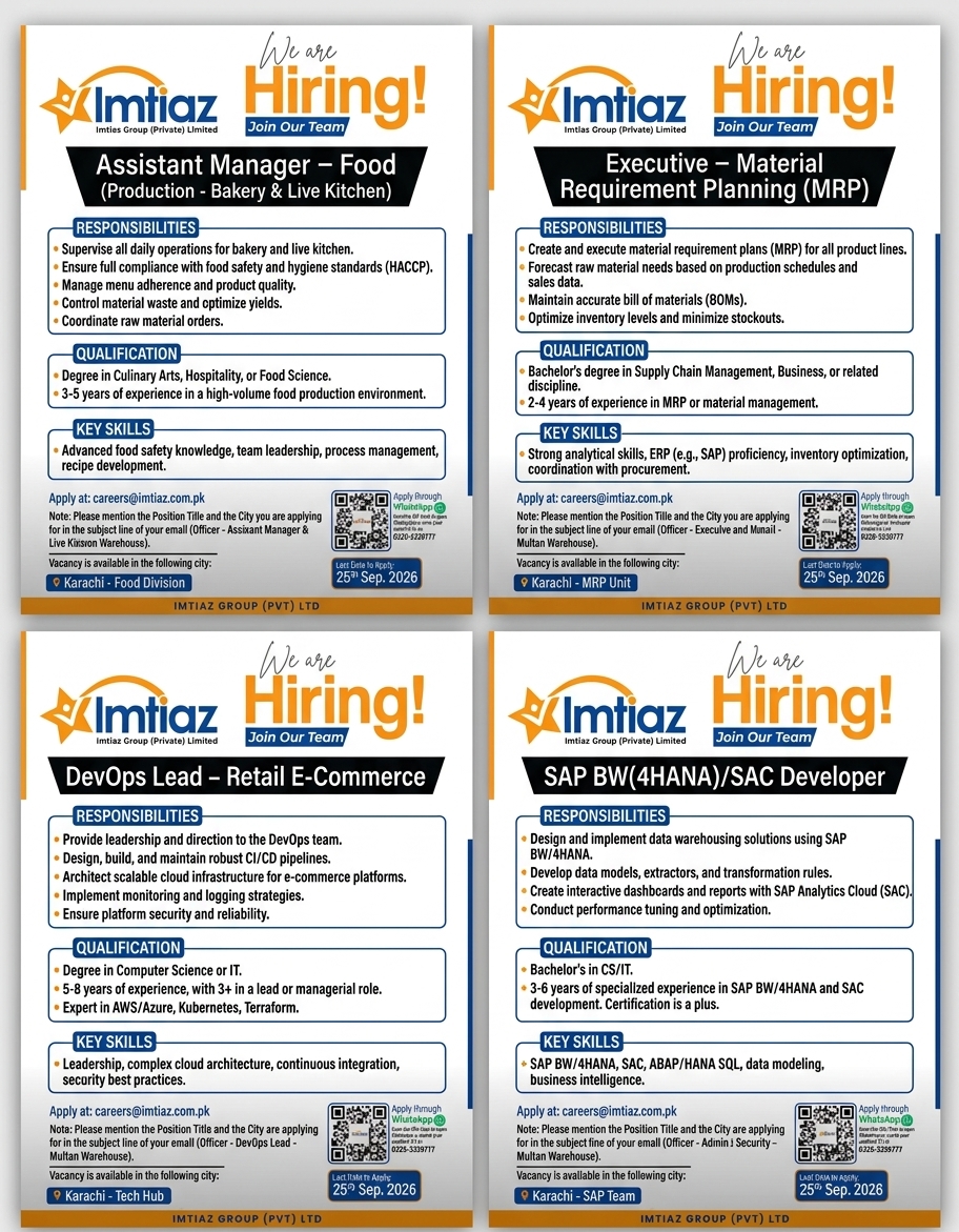 Imtiaz Group Admin Officer Jobs 2026