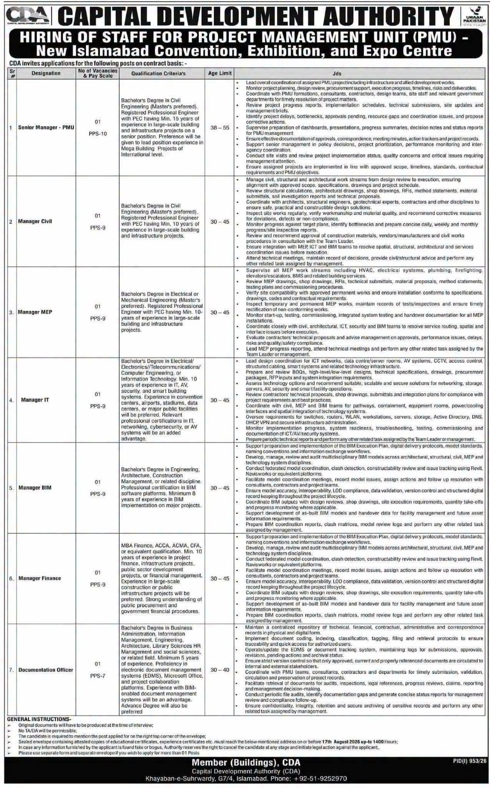 CDA PMU Jobs 2026