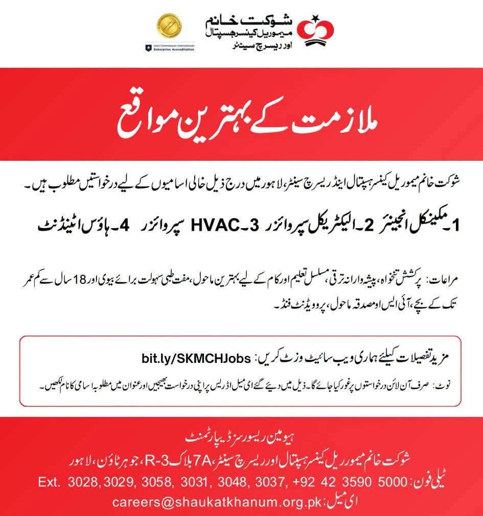 Shaukat Khanum Hospital Jobs 2026 