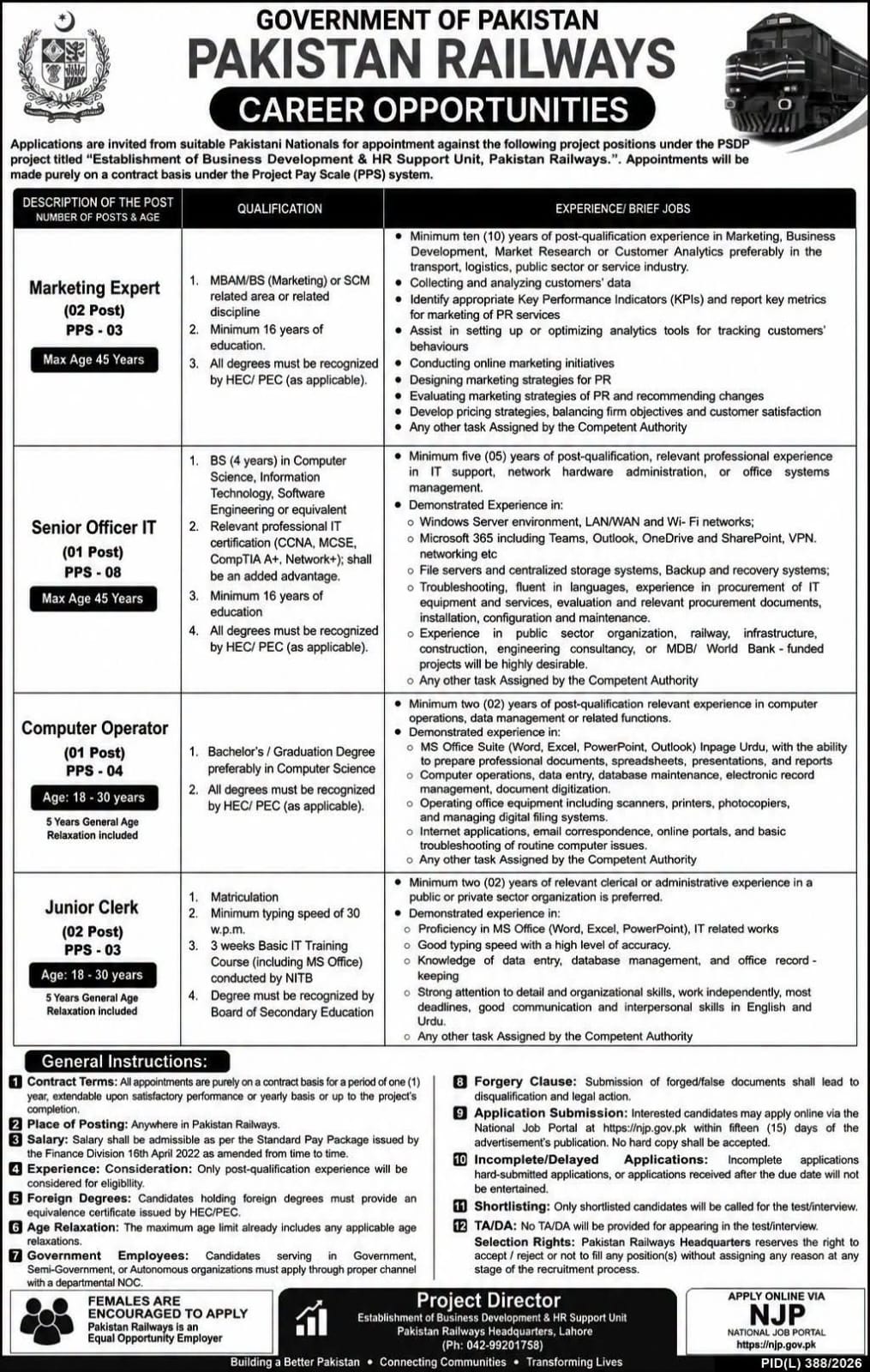 Pakistan Railways Jobs 2026