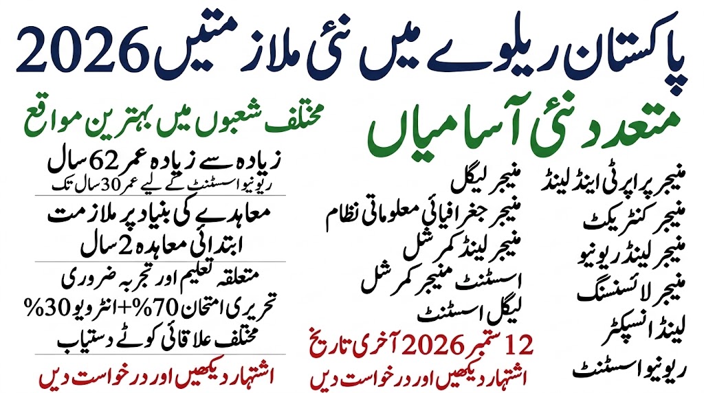 پاکستان ریلوے میں نئی ملازمتوں کا اعلان 2026