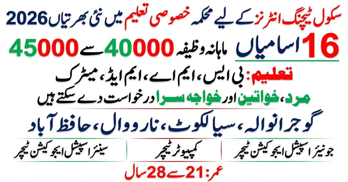 2026 پنجاب میں خصوصی تعلیم کے اساتذہ کی نئی بھرتی