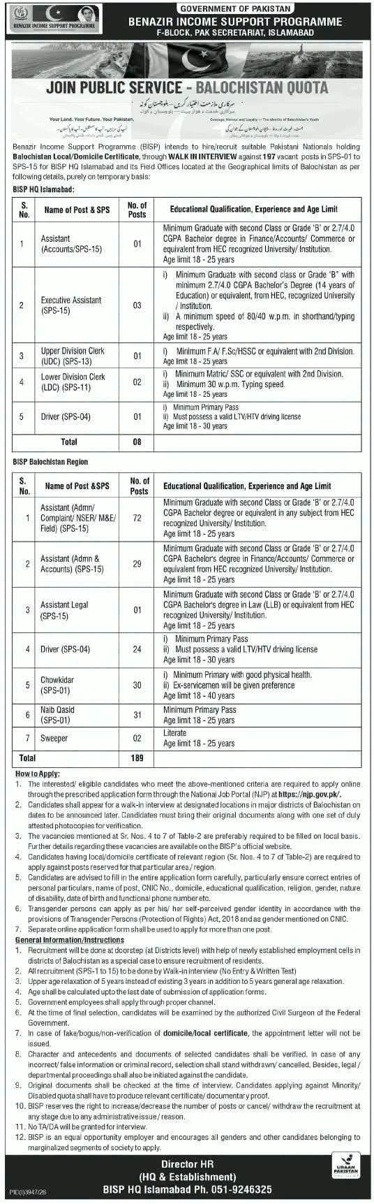 BISP Jobs 2026 – Apply Online