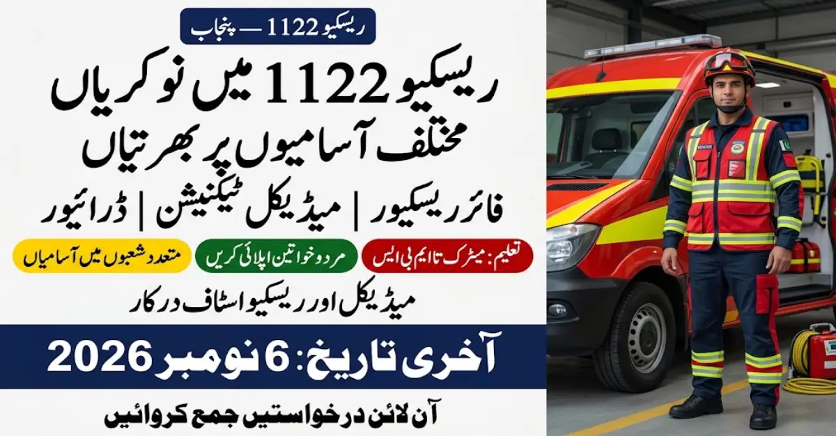 ریسکیو 1122 پنجاب میں نوکریاں 2026